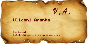 Ulicsni Aranka névjegykártya